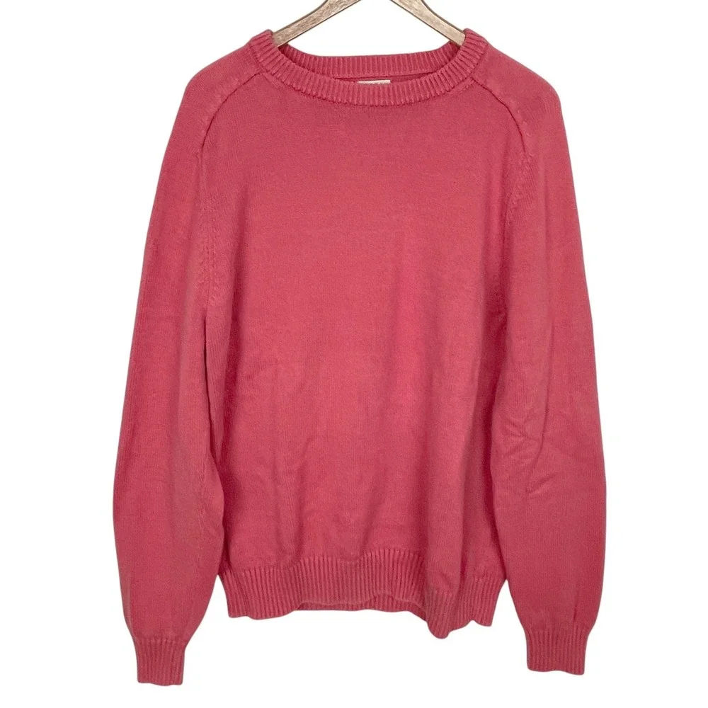 J.Crew Heather Geranium Heritage Cotton Crewneck Sweater Mens XL Preppy Academia